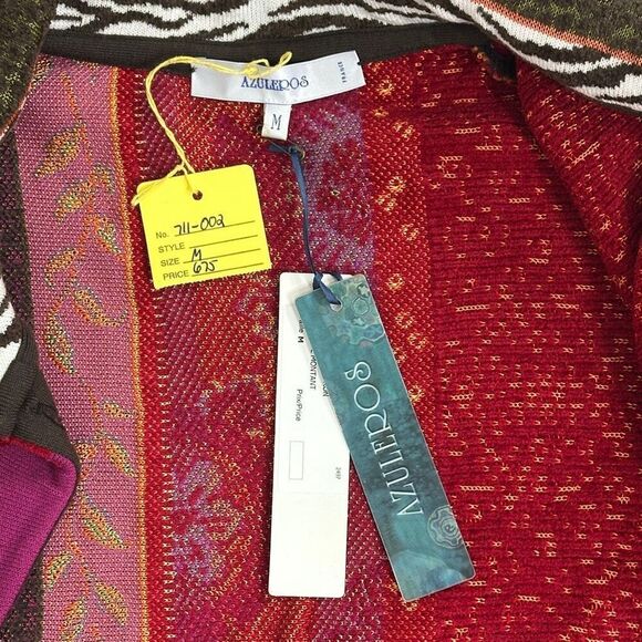 Azuleros NWT French Boho Jacquard Knit Jacket M Mix Print Flora Zebra Statement - Picture 8 of 16